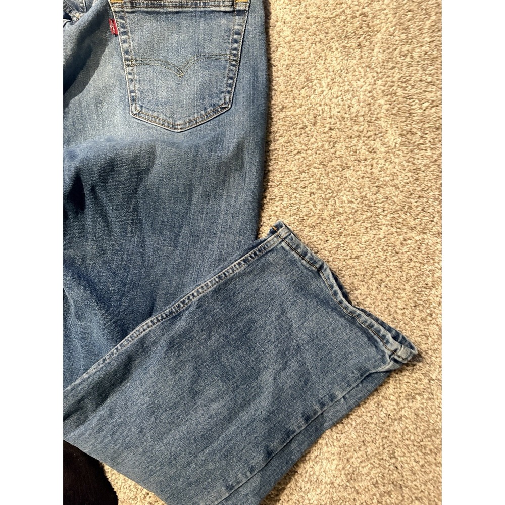 Levis 505 Regular Fit Wide Leg 42x30 Medium Wash Red Tab Blue Denim Jeans - Picture 6 of 9
